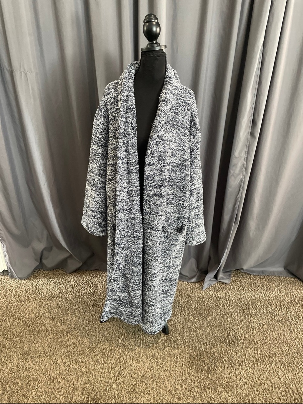 barefoot dreams, cozy chic robe marled blue and white size 2 – M/L